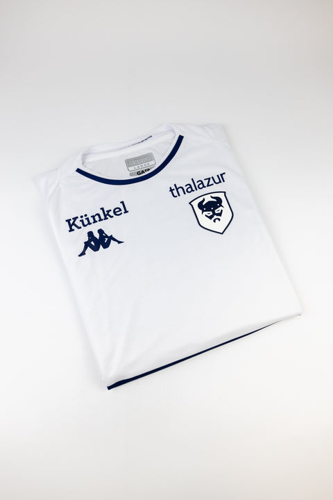 Caen FC 2023-24 Football Shirt made by Kappa available in various sizes.