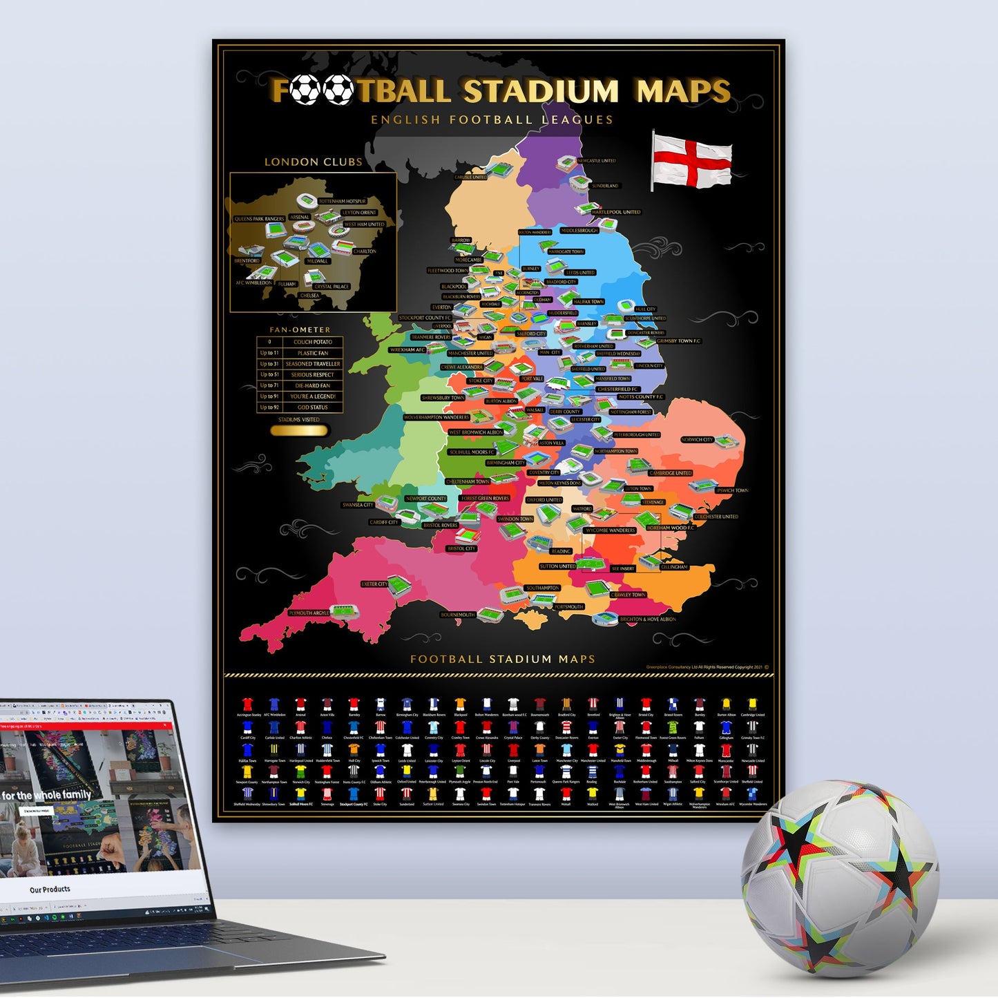 England Football Stadium Scratch-Off Map 25/26