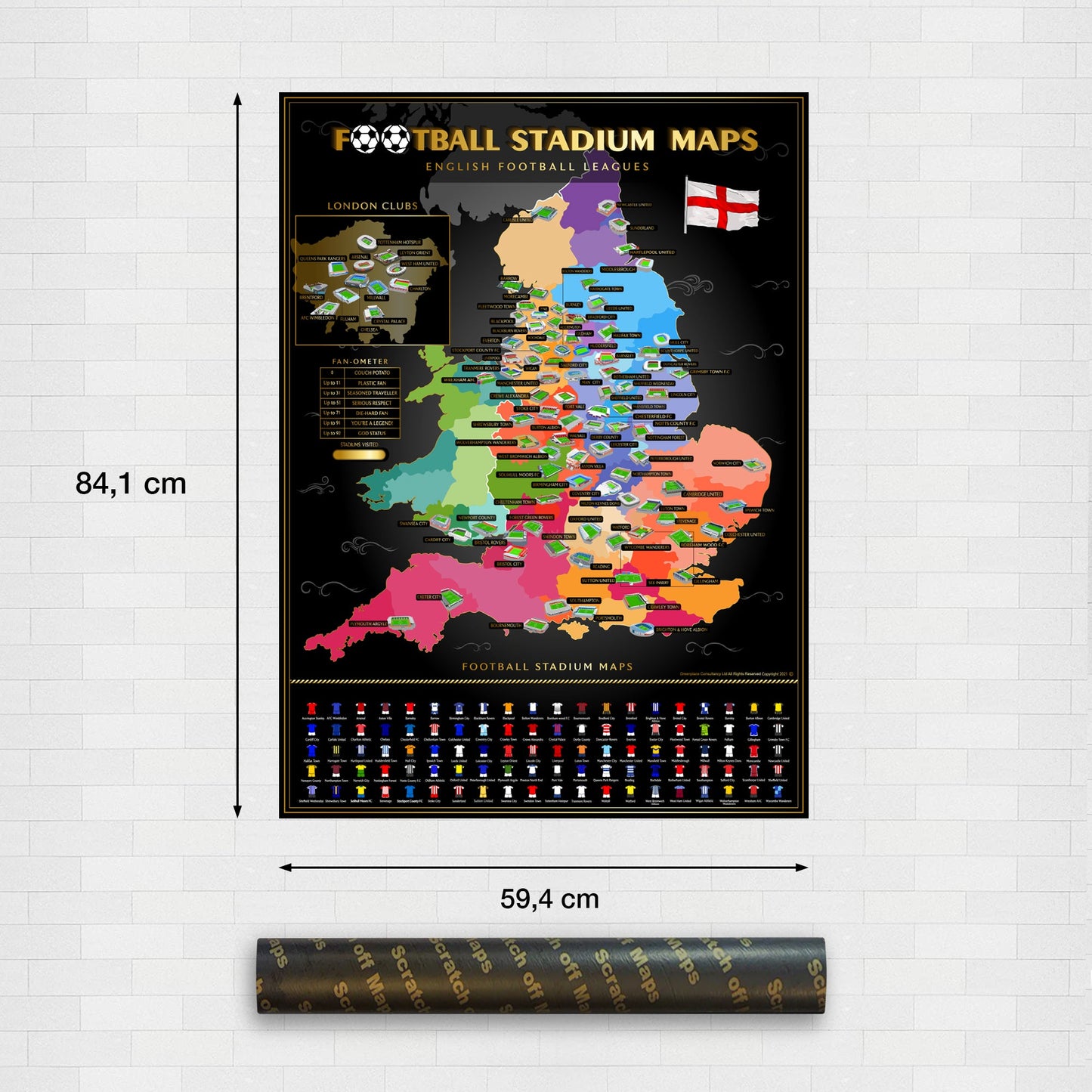 England Football Stadium Scratch-Off Map 25/26
